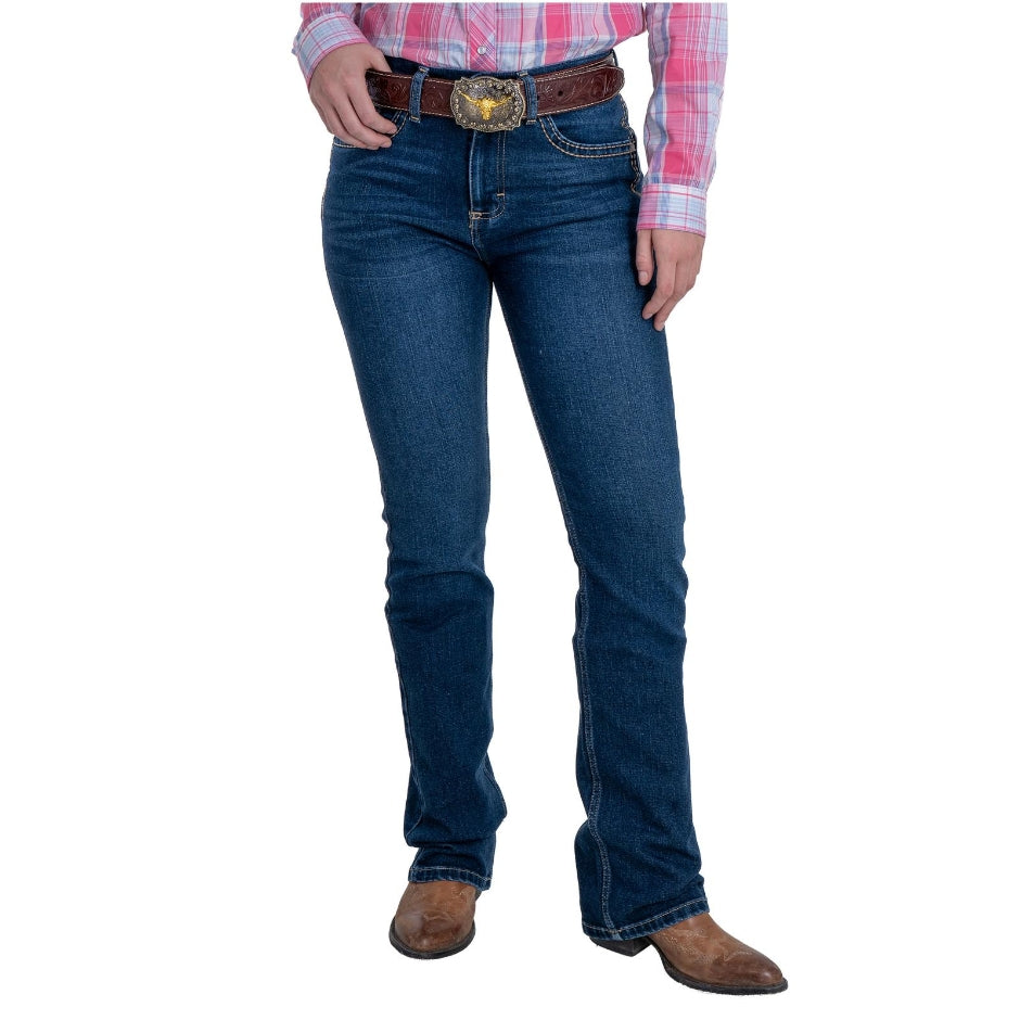 112387093|JEANS HISE RISE CORTE DE BOTA