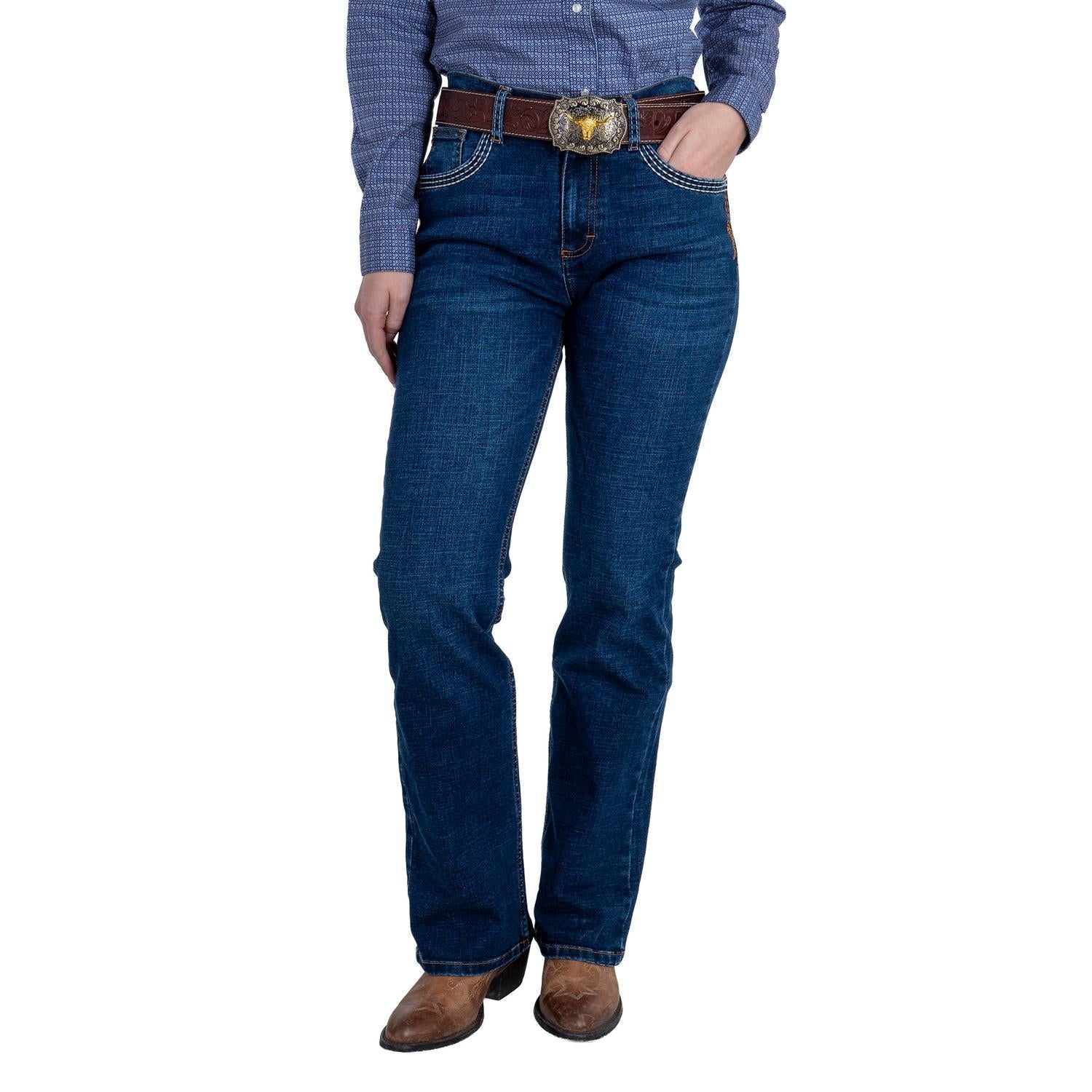 112381266|JEANS HISE RISE CORTE DE BOTA