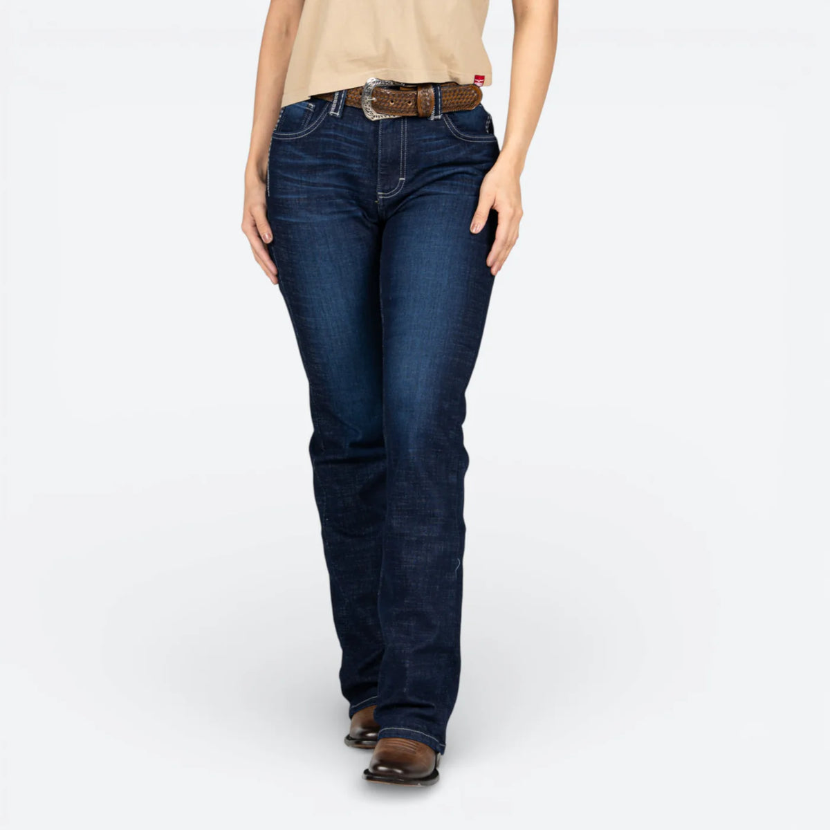 112381282|JEANS HIGH RISE CORTE BOTA