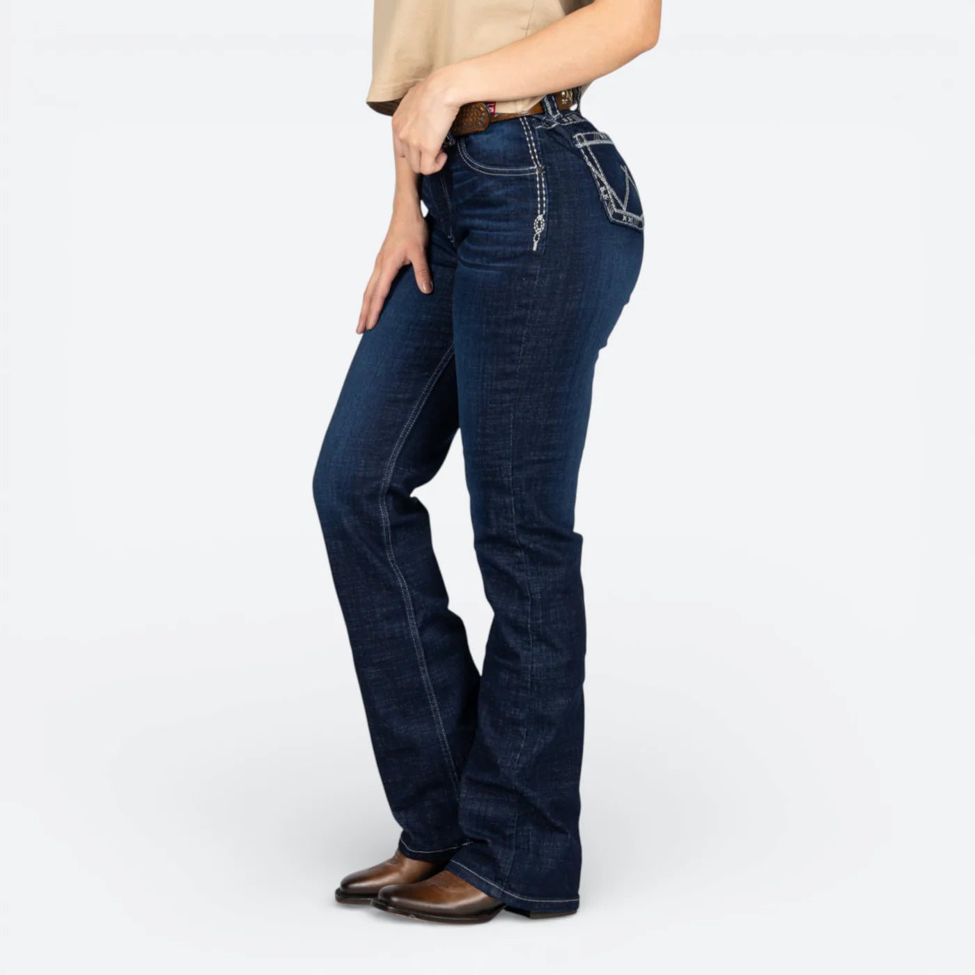 112381282|JEANS HIGH RISE CORTE BOTA
