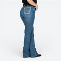 112381284|JEANS HIGH RISE CORTE BOTA
