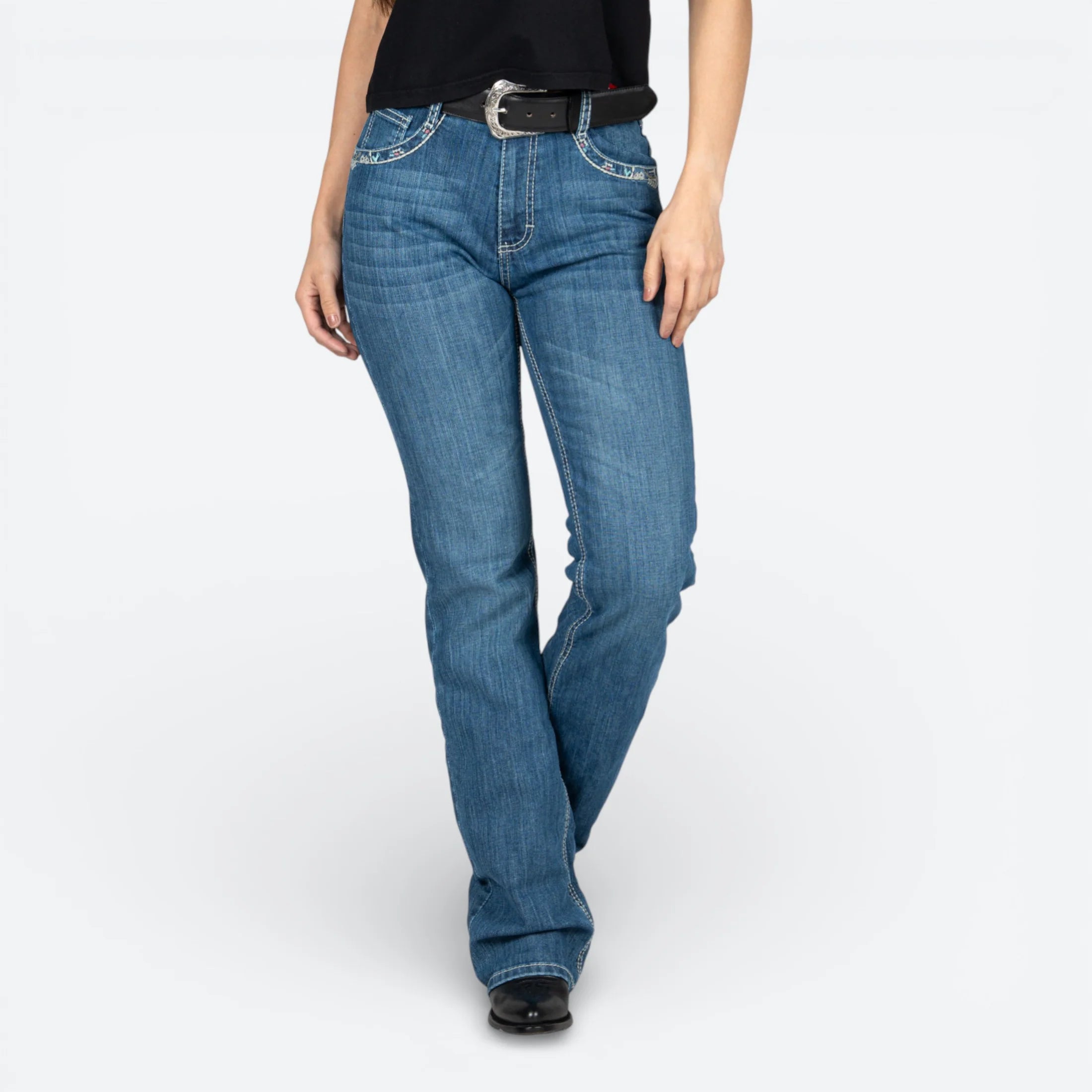 112381284|JEANS HIGH RISE CORTE BOTA