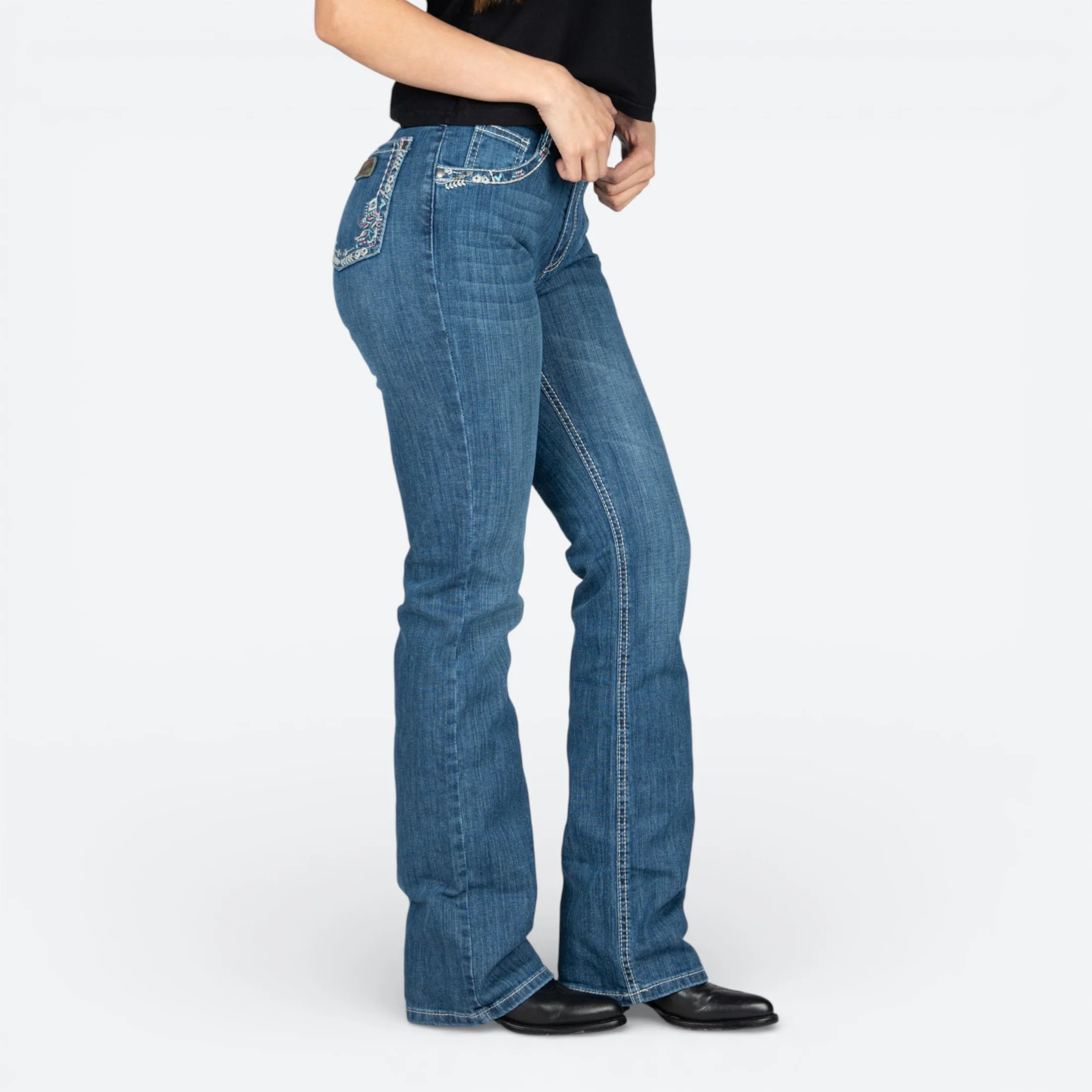 112381284|JEANS HIGH RISE CORTE BOTA