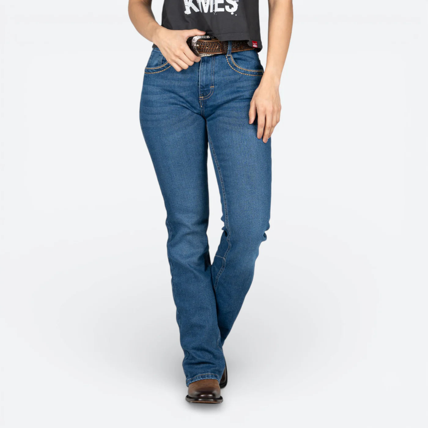 112381287|JEANS HISE RISE CORTE DE BOTA