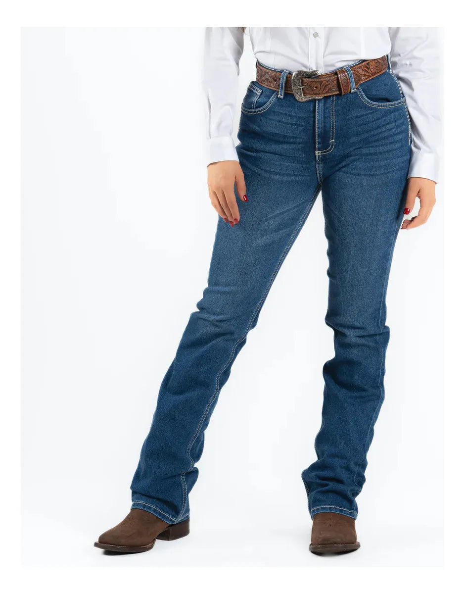 112373582|JEANS HISE RISE CORTE DE BOTA