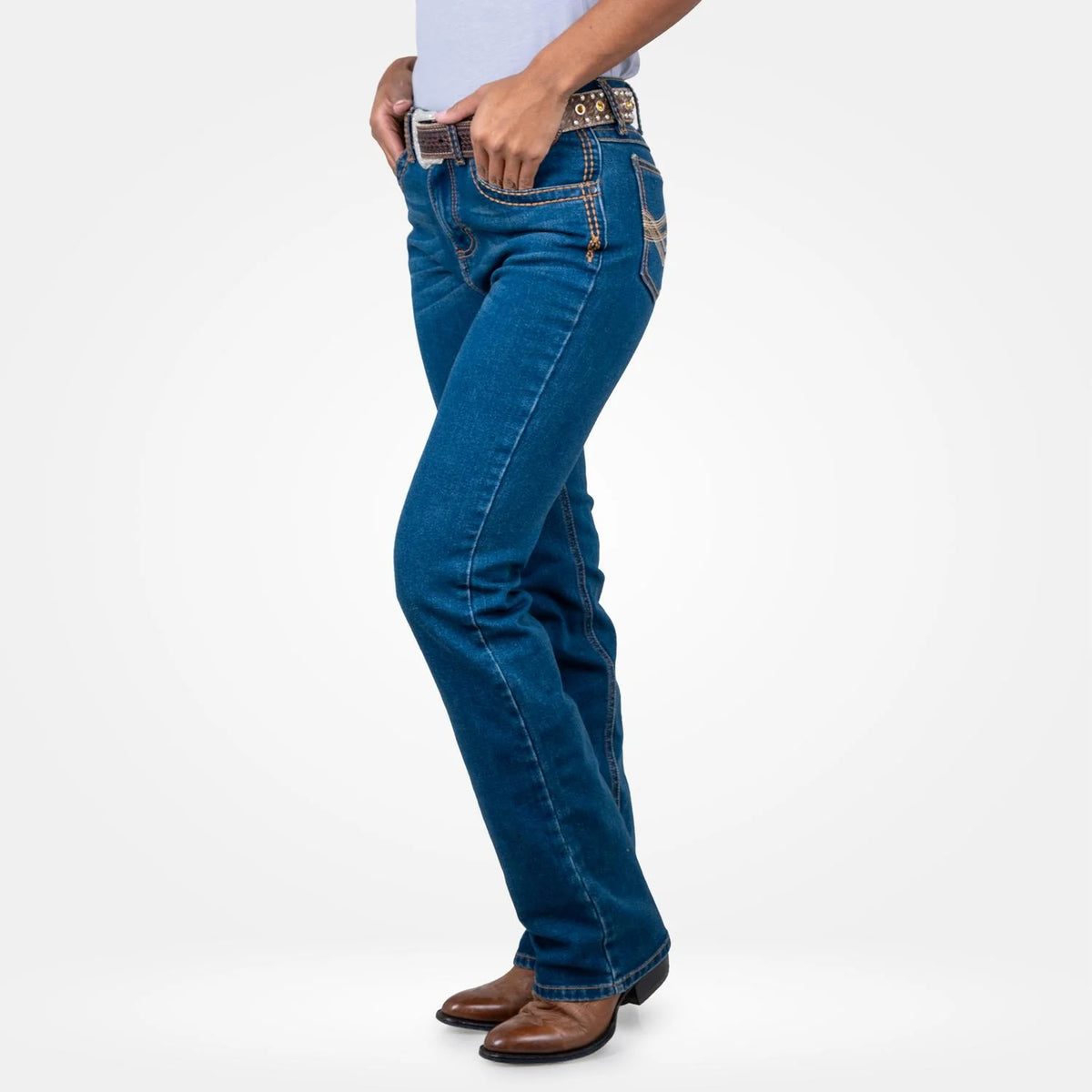 112390608|JEANS HISE RISE CORTE DE BOTA