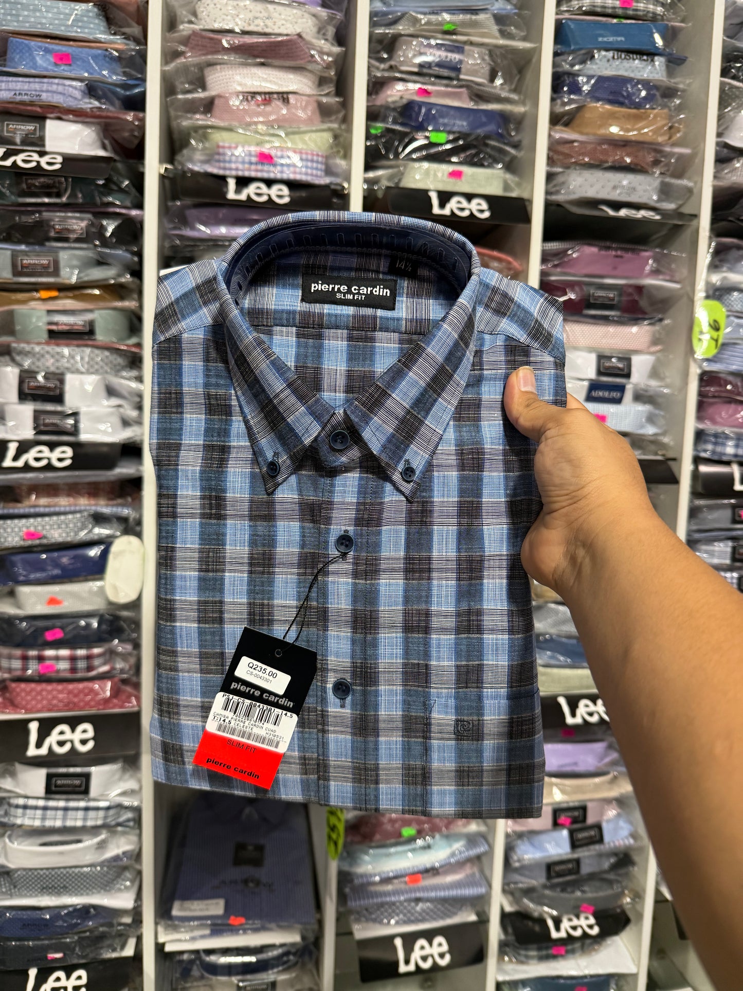 CAMISA PIERRE CARDIN CUADROS SLIM