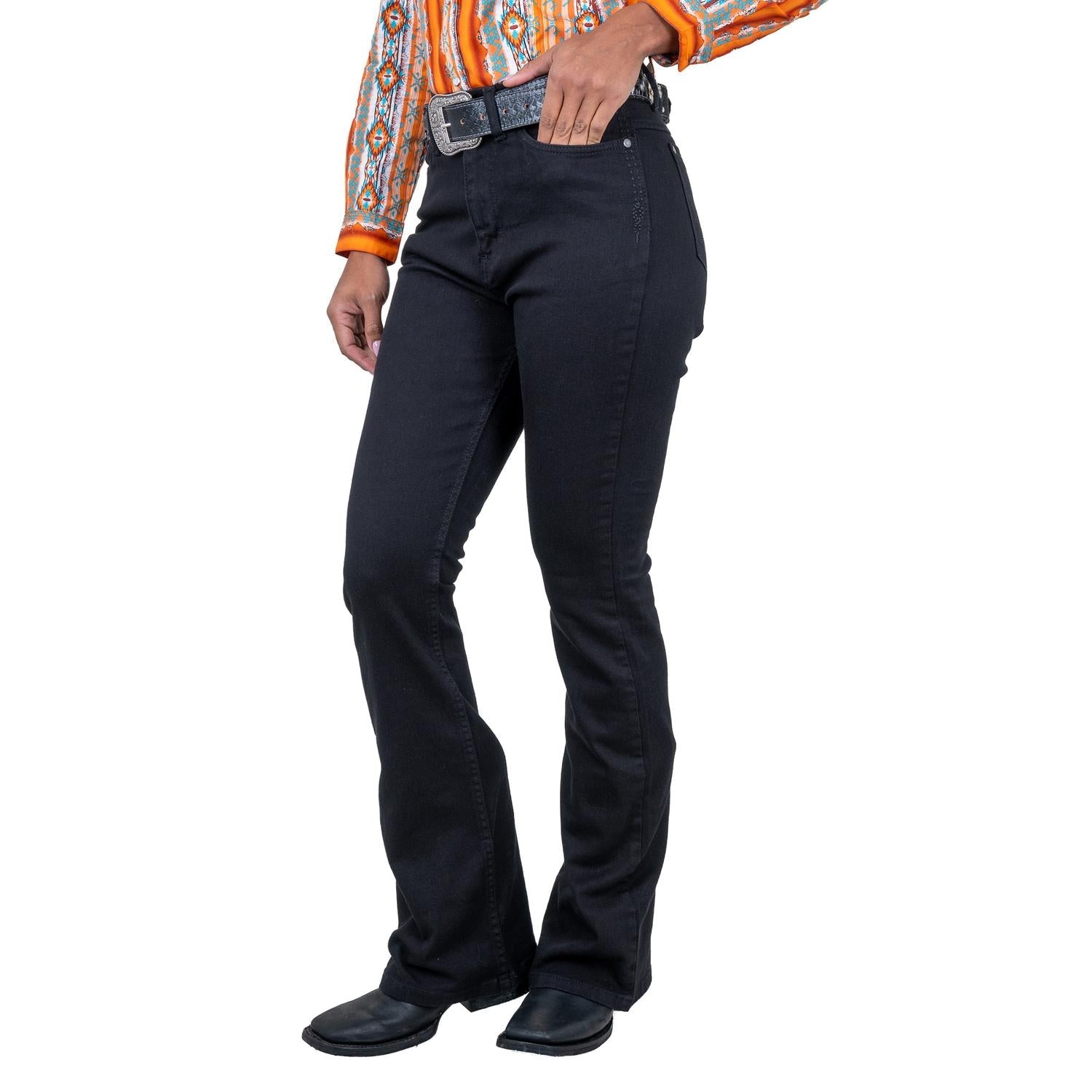 112387094|JEANS HISE RISE CORTE DE BOTA